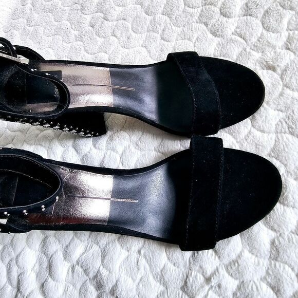 Dolce Vita black studded chunky heels block velvet 8 - Picture 5 of 9
